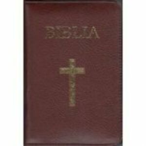 Biblia mica, 053, coperta piele, grena, cu cruce, margini aurii, repertoar, fermoar imagine