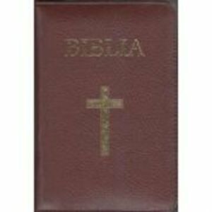 Biblia mica, 053, coperta piele, grena, cu cruce, margini aurii, repertoar imagine