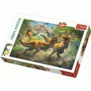 Puzzle 160 Tyrannosauri in lupta, Trefl imagine