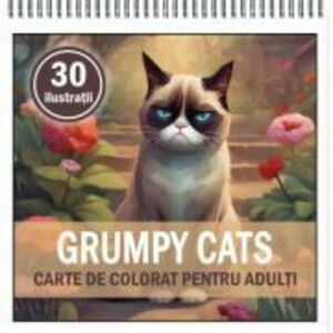 Carte de colorat, 30 de ilustratii, Grumpy Cats imagine