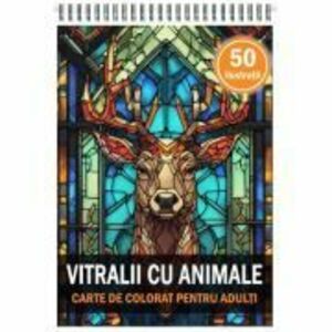 Carte de colorat, 50 de ilustratii, Vitralii cu Animale imagine