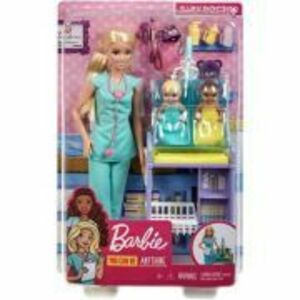 Set cu papusa doctor pediatru Barbie Cariere imagine