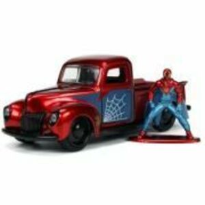 Masinuta marvel metalica ford pick up, scara 1: 32, si figurina metalica spider man, jada imagine