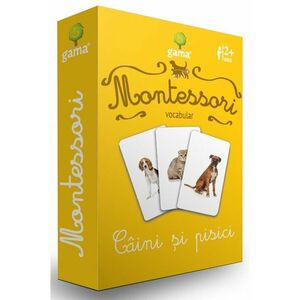Carti de joc Montessori. Vocabular. Caini si pisici imagine