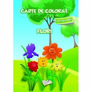 Carte de colorat cu abtibilduri. Flori imagine