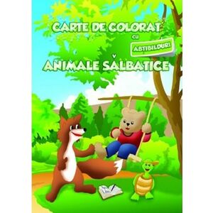 Carte de colorat cu abțibilduri - Animale sălbatice imagine