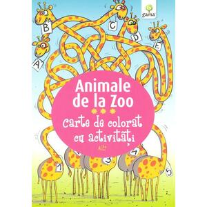 Animale de la zoo. Carte de colorat cu activitati imagine