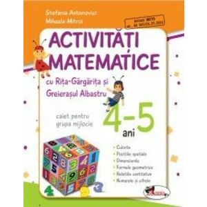 Activitati matematice cu Rita Gargarita si Greierasul Albastru - (caiet) grupa mijlocie 4-5 ani imagine