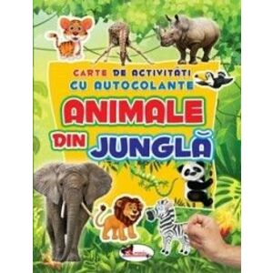 Carte de activitati cu autocolante - animale din jungla imagine
