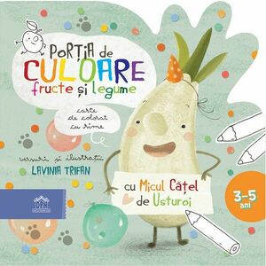Portia de culoare: Fructe si legume - Carte de colorat cu rime imagine