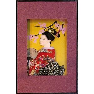 Basorelief cu femeie japoneza kimono rosu imagine
