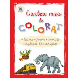 Cartea mea de colorat: Legume, Fructe, Animale, Mijloace de transport imagine