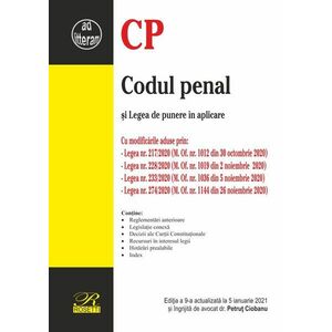 Codul penal si Legea de punere in aplicare - 5 ianuarie 2021 | Petrut Ciobanu imagine