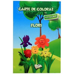Carte de colorat cu abtibilduri - Flori | imagine