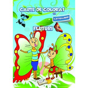 Carte de colorat cu abtibilduri - Fluturi | imagine