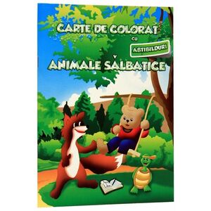 Carte de colorat cu abtibilduri - Animale salbatice | imagine