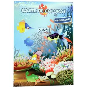 Carte de colorat cu abțibilduri - Pești imagine