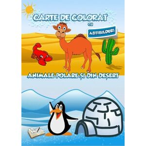 Carte de colorat cu abtibilduri - Animale polare si din desert | imagine