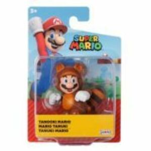 Figurina articulata, 6cm, Nintendo Mario, Tanooki Mario imagine