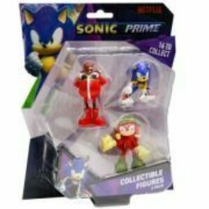 Set 3 figurine, 6cm, Sonic Prime, Mr. Dr. Eggman, Sonic NY & Knuckles imagine