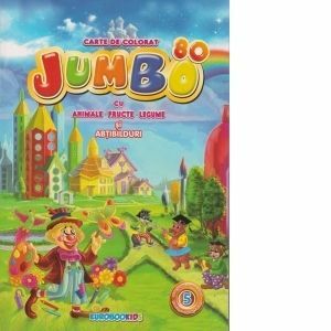 Jumbo 80 - Carte de colorat cu animale, fructe, legume si abtibilduri imagine