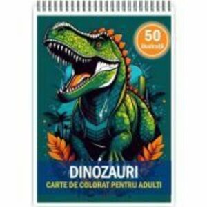 Carte de colorat pentru copii si adulti, 50 de ilustratii, Dinozauri imagine