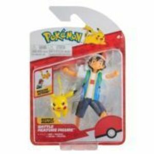 Set 2 figurine de actiune, 11cm, Pokemon S12, Ash & Pikachu imagine