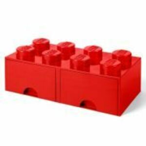Cutie depozitare LEGO 2x4 cu sertare rosu imagine