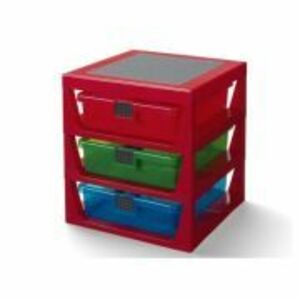 Organizator LEGO cu trei sertare, rosu imagine
