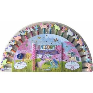 Carte de colorat cu 20 creioane - Unicorni imagine