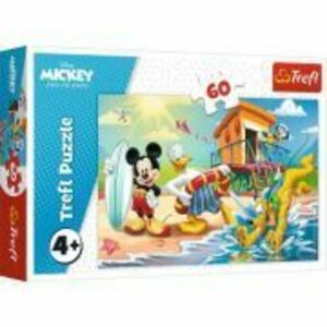 Puzzle distractie pe plaja cu Mickey Mouse 60 piese imagine