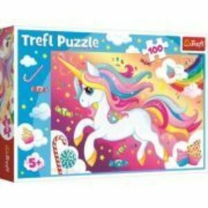 Puzzle frumosul unicorn 100 de piese, Trefl imagine