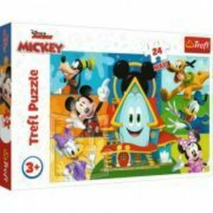 Puzzle 24 Maxi Mickey Mouse Casa prietenilor amuzanti, Trefl imagine
