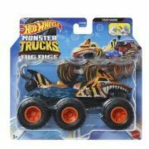 Masinuta metalica cu 6 roti Tiger Shark scara 1: 64, Hot Wheels Monster Truck imagine