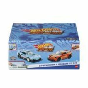 Set 2 masinute metalice pull back GT-Scorcher si Porsche 911 GT3 1: 43, Hot Wheels imagine